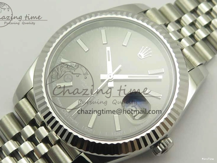 MiroTime 0114 DateJust 41 126334 SS REF 1:1 Best Edition Gray Dial Stick Markers on Jubilee Bracelet A3235 Clone V OdorResistant 3382